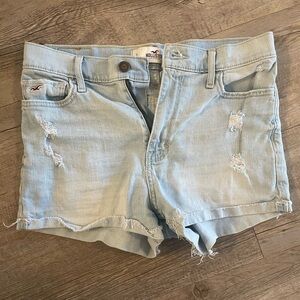 Hollister Women's Light Blue high rise Denim Shorts